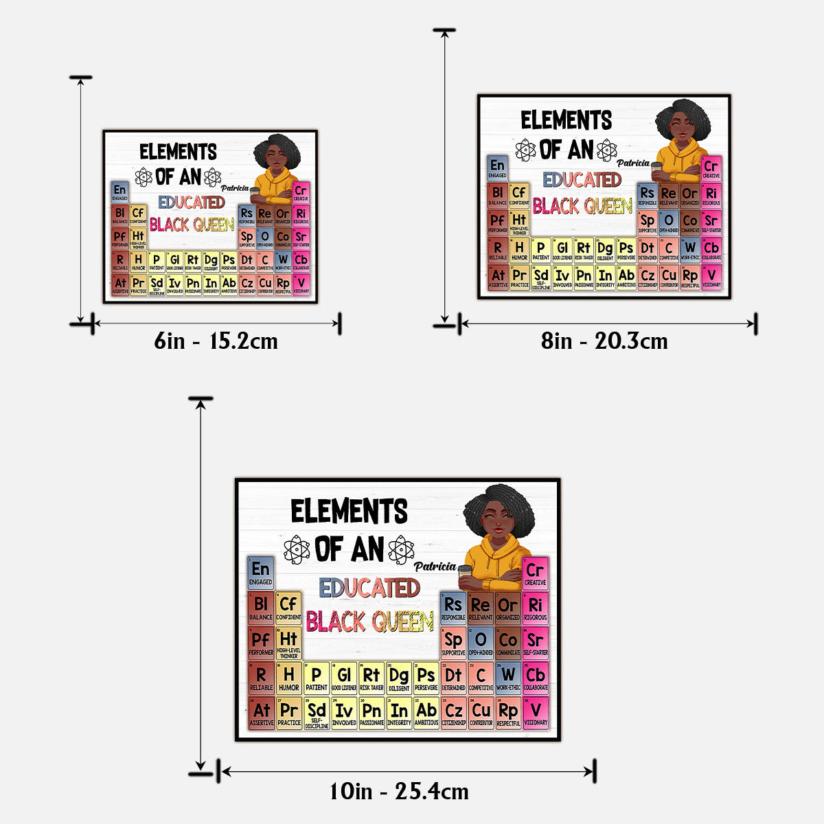 Elemente einer gebildeten schwarzen Königin – Personalisiertes zweilagiges Holzschild/Holzplakette für Afroamerikanerinnen