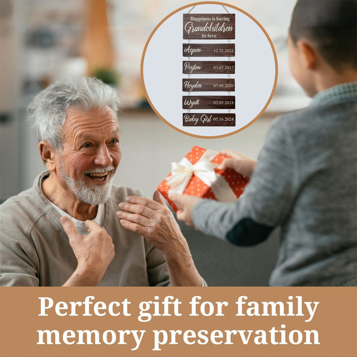 Glück ist, Enkelkinder zu lieben – personalisiertes Oma-Schild aus Palettenholz