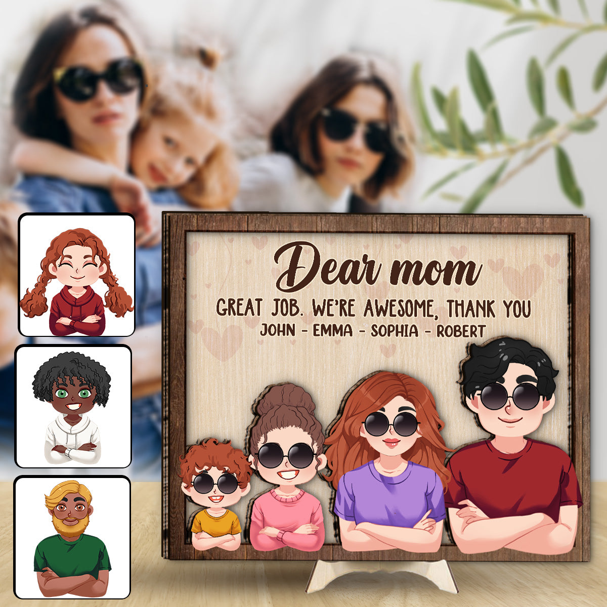 Liebe Mama, lieber Papa, super gemacht! Wir sind spitze! Danke! – Personalisiertes zweilagiges Holzschild für Mütter / Holzplakette