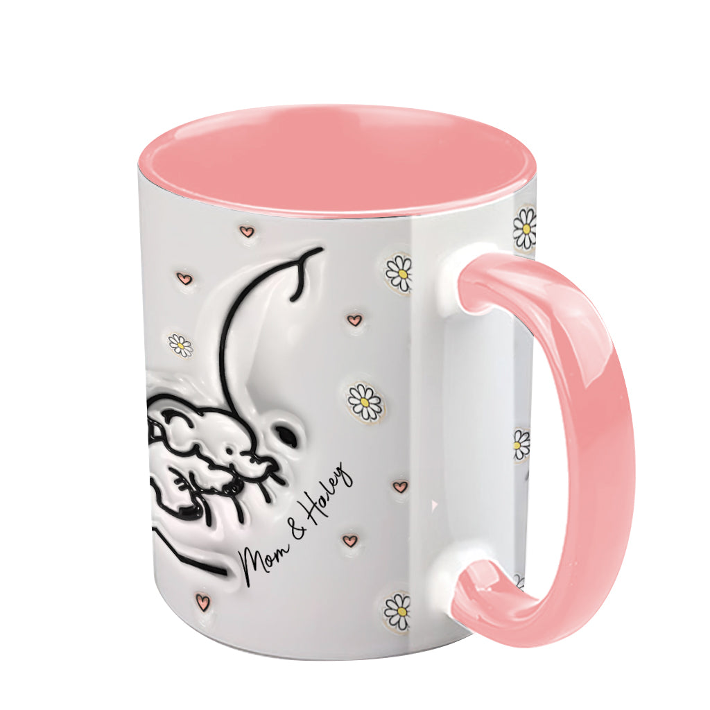 Mutter, Tochter und Sohn – für immer verbunden – Aufblasbarer Elefant – Personalisierte Tasse mit Muttermotiv