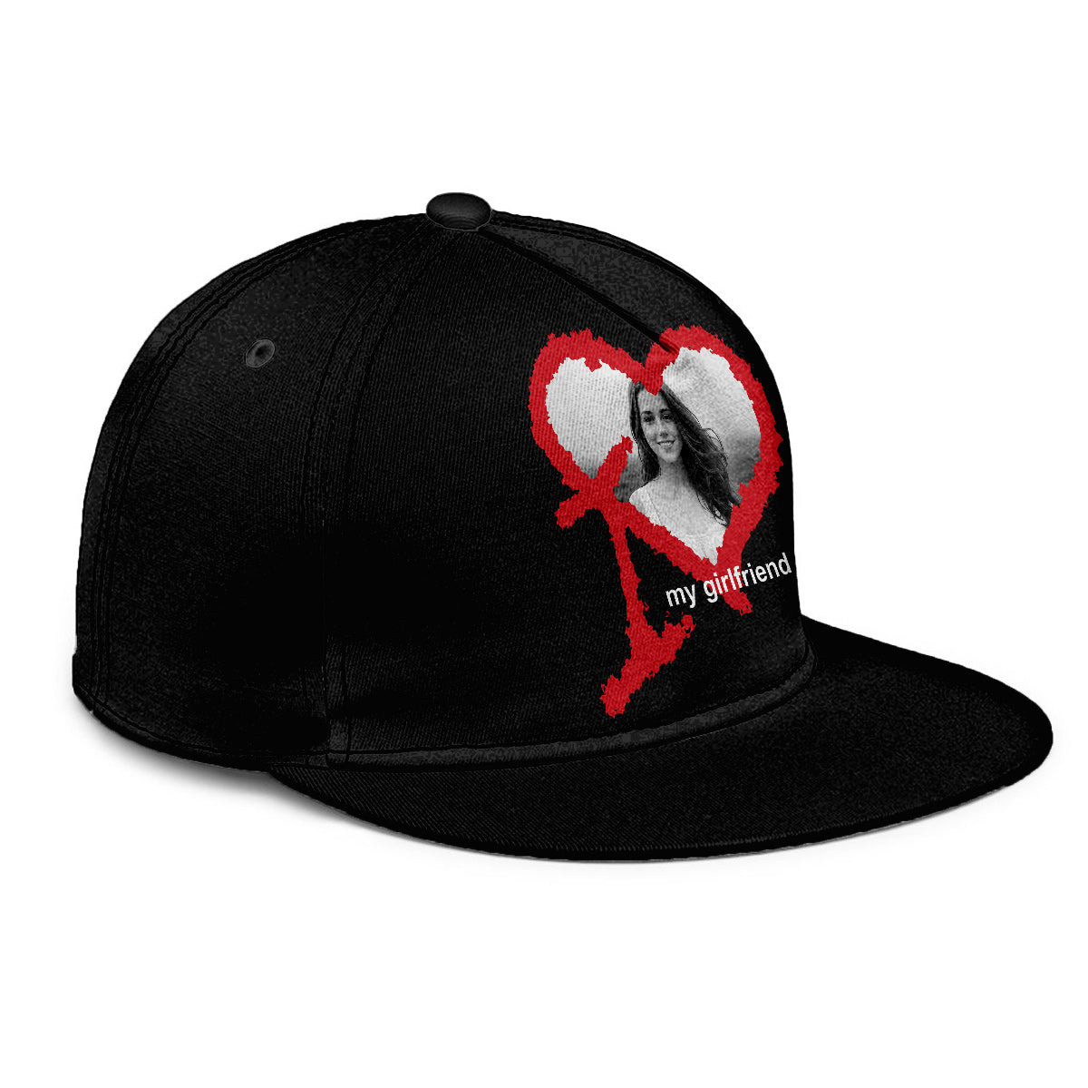 Ich liebe meine Freundin, meinen Freund, meinen Ehemann, meine Ehefrau – Personalisierter Paar-Snapback mit individuellem Foto