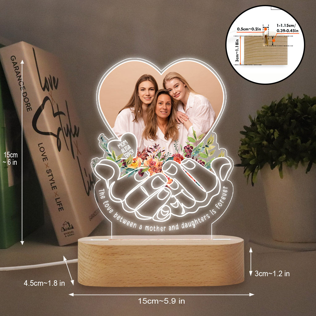 Die Liebe zwischen Mutter und Kindern ist ewig – Personalisierte, mutterförmige Gedenktafel mit Leuchtfuß