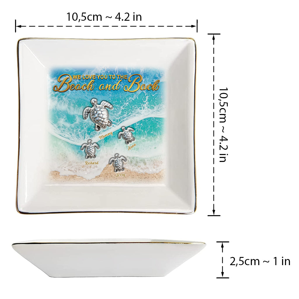 Wir lieben dich bis zum Strand und zurück – personalisierte Schildkröten-Schmuckschale