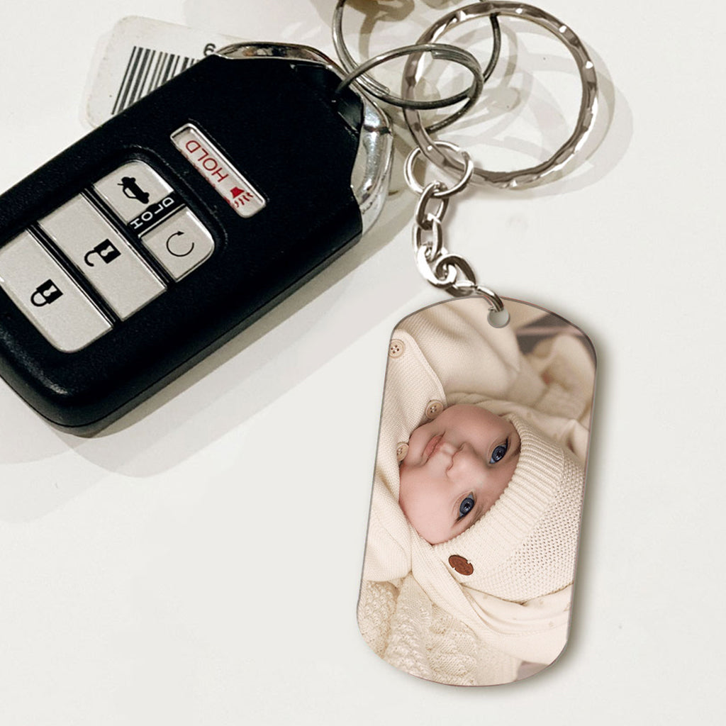 Kalender mit personalisiertem Foto: Der Tag, an dem du meine Mama und mein Papa wurdest – Personalisierter Mutter-Schlüsselanhänger aus Edelstahl