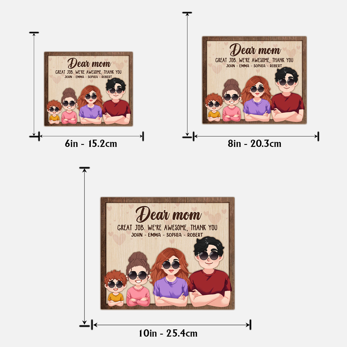 Liebe Mama, lieber Papa, super gemacht! Wir sind spitze! Danke! – Personalisiertes zweilagiges Holzschild für Mütter / Holzplakette