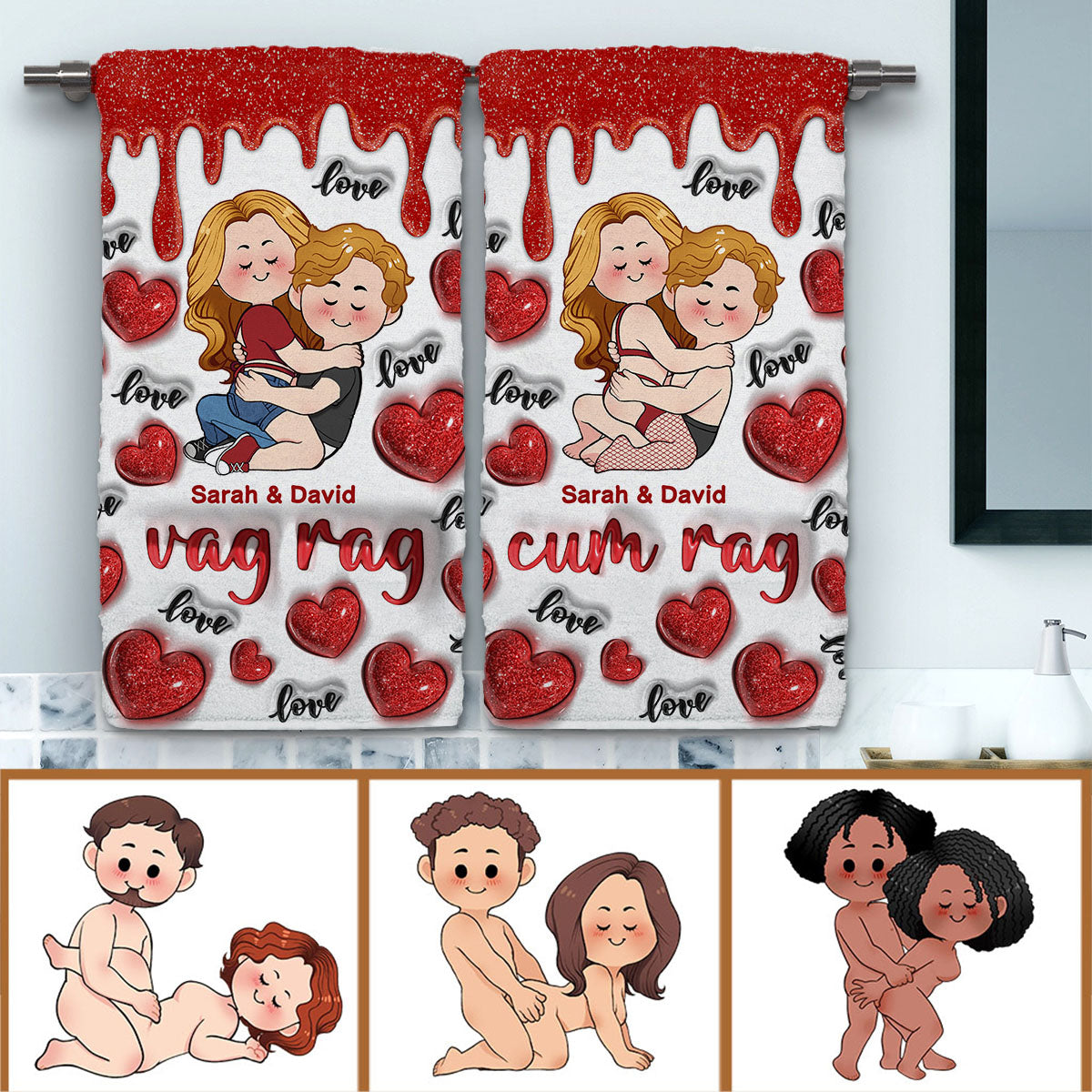 Ich liebe dich – Personalisiertes Handtuch für Paare