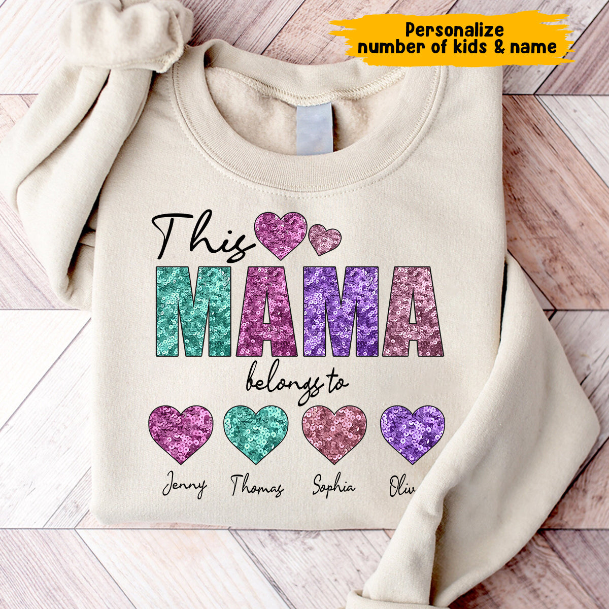 Dieses Mama-/Oma-Shirt gehört ins Herz – personalisiertes Mutter-T-Shirt und Hoodie