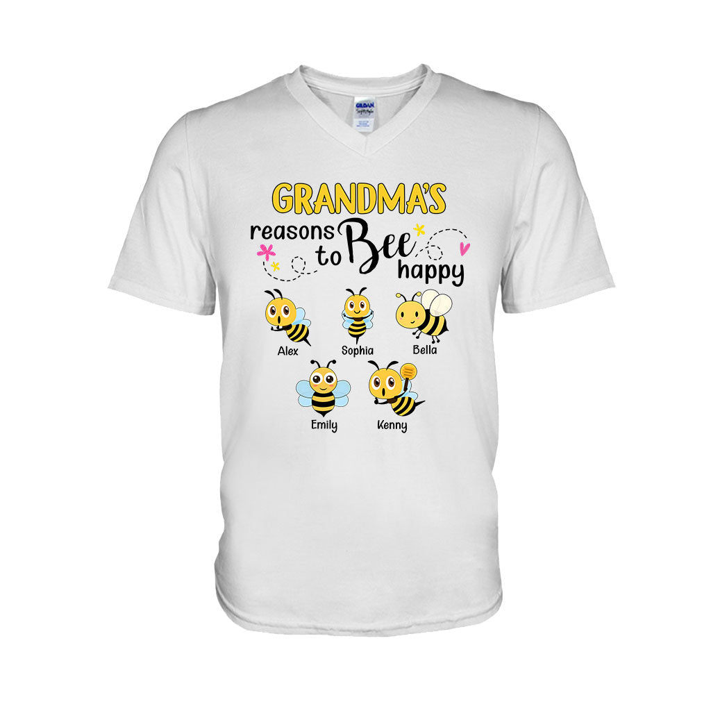 Grandma's Reasons To Bee Happy - Personalized Bee T-shirt And Hoodie