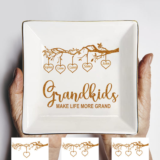 Grandkids Make Life More Grand - Personalized Grandma Jewelry Dish