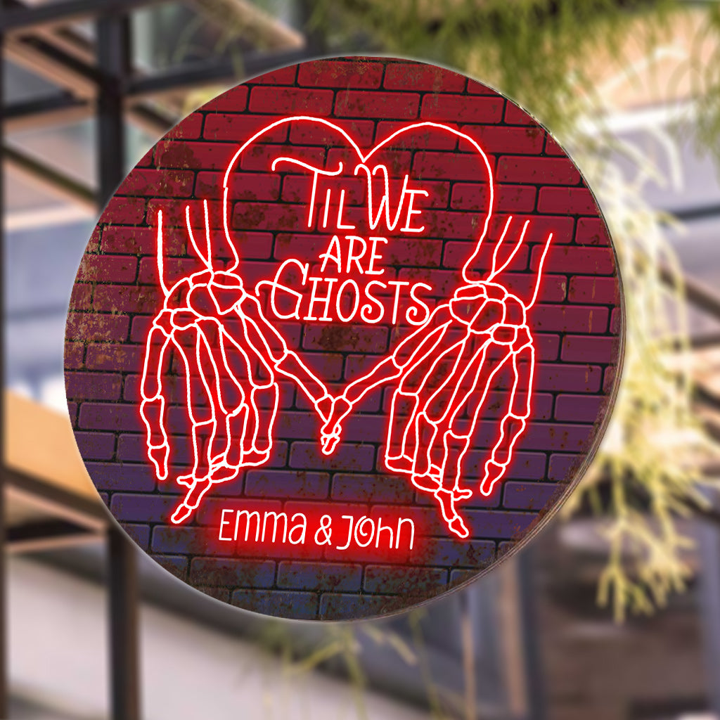 Bis wir Geister sind – Personalisiertes rundes Metallschild für Paare