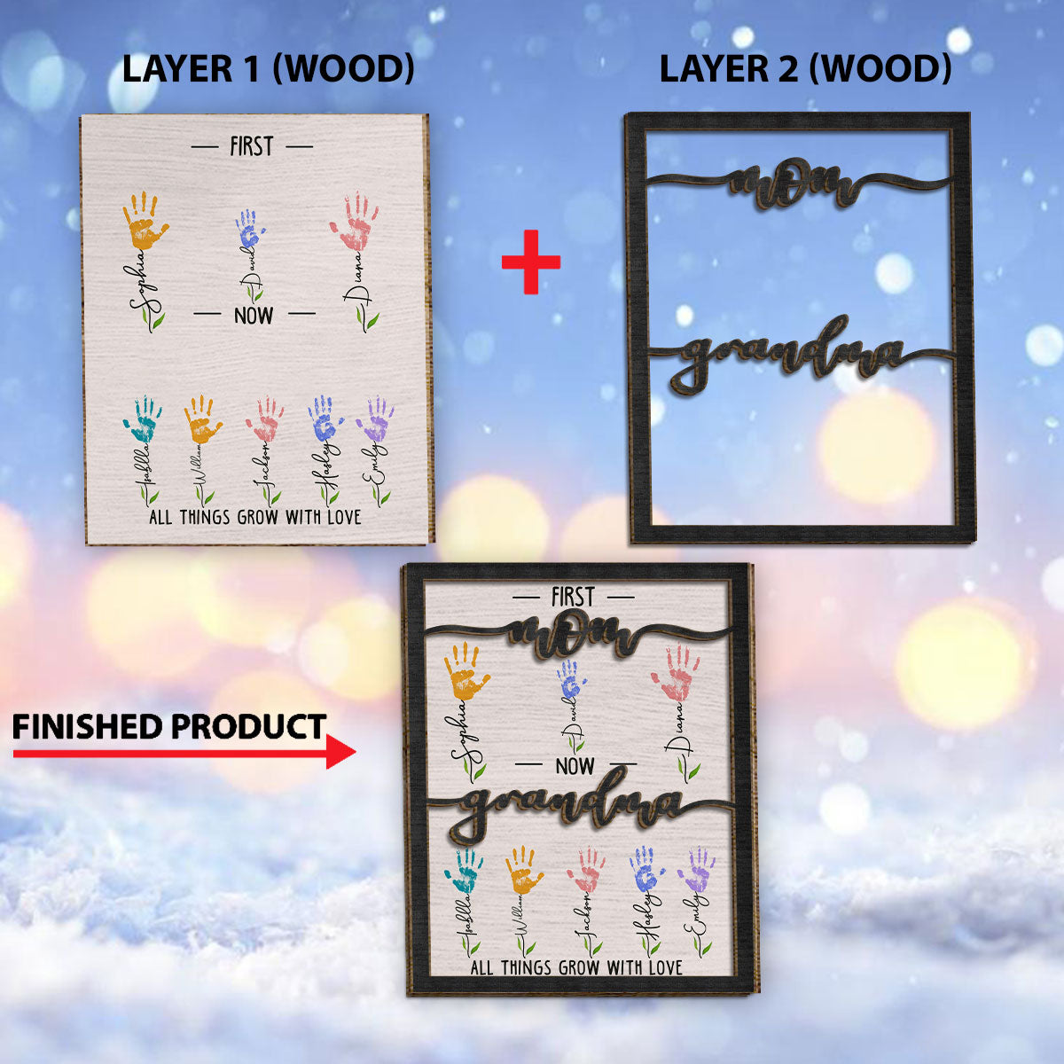 First Mom Now Grandma - Personalized Mother 2 Layered Wood Sign / Wood Plaque