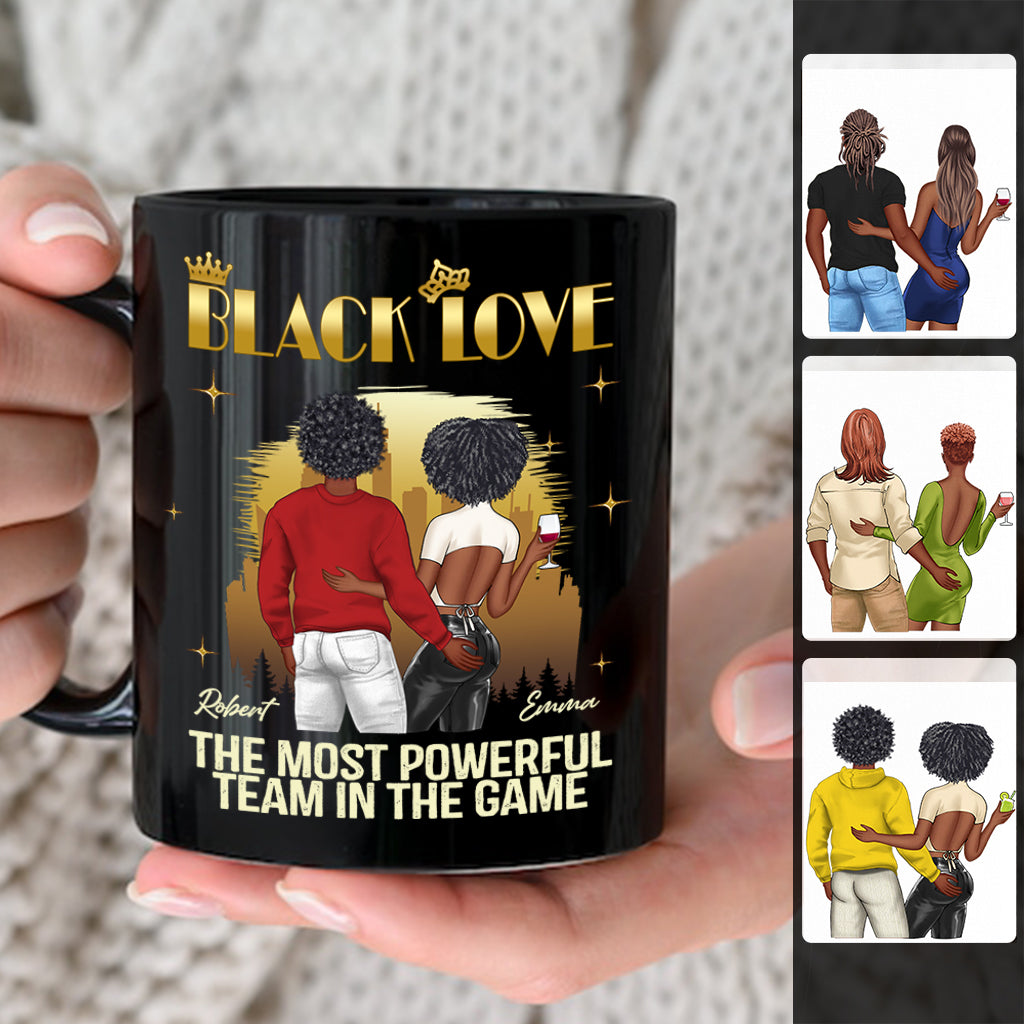 Schwarze Liebe – Personalisierte Tasse für Paare