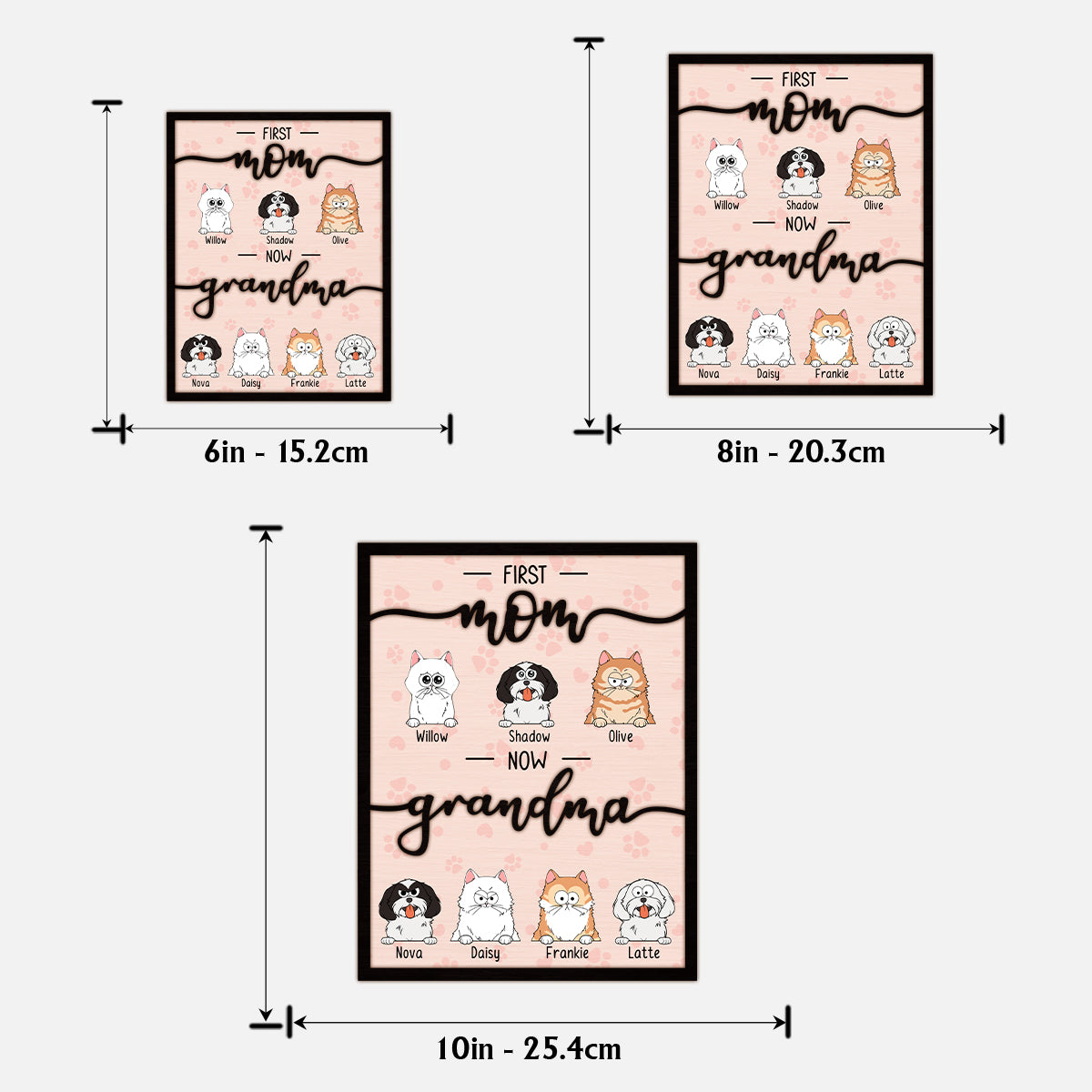 Erst Mama, jetzt Oma, Katzen- und Hundeliebhaberin – Personalisiertes zweilagiges Holzschild/Holzplakette mit Hundemotiv