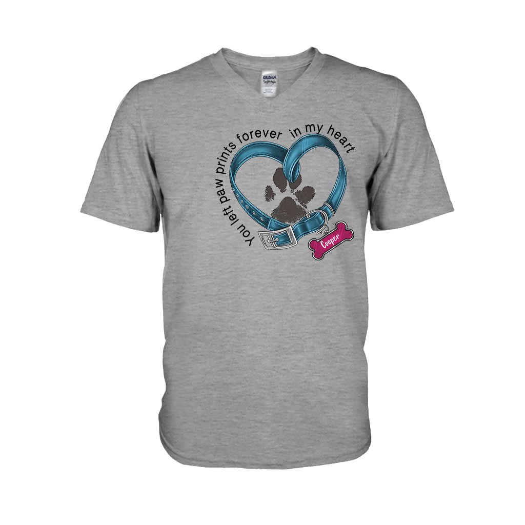 Du hast für immer Pfotenabdrücke in meinem Herzen hinterlassen – personalisiertes Hunde-T-Shirt und Hoodie