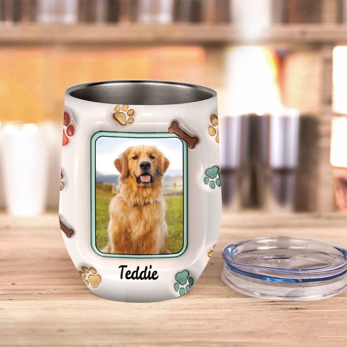 Allein trinken ist kein Vergnügen, wenn der Hund zu Hause ist – personalisierter Weinbecher für Hunde