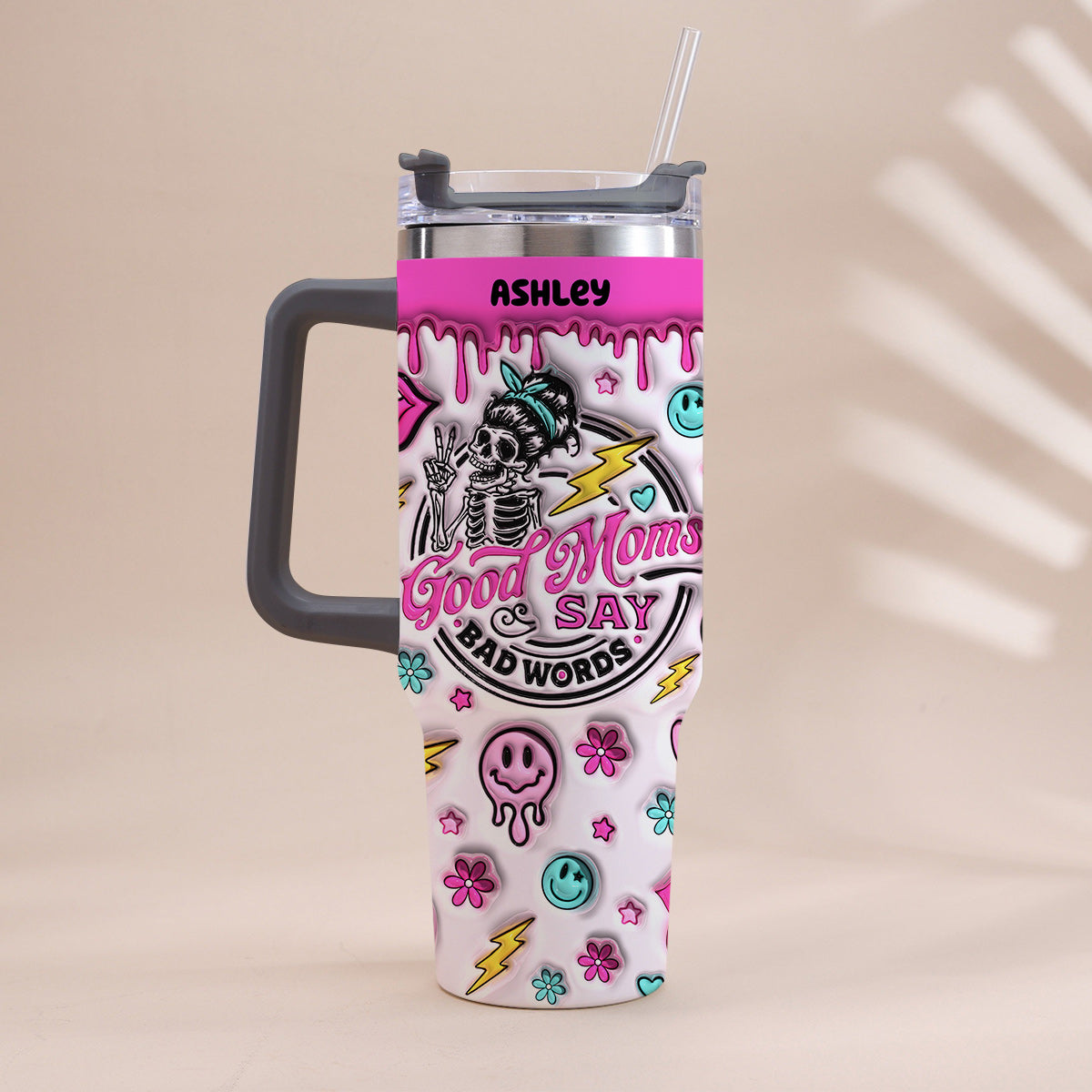 Gute Mama sagt auch mal was – personalisierter Mutter-Trinkbecher mit Henkel