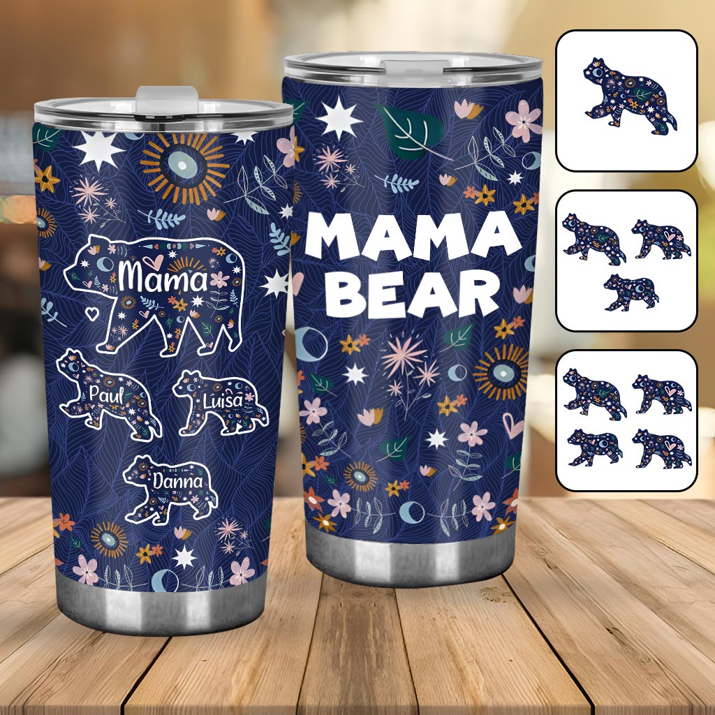 Mama Bear Floral – Personalisierter Mutter-Trinkbecher
