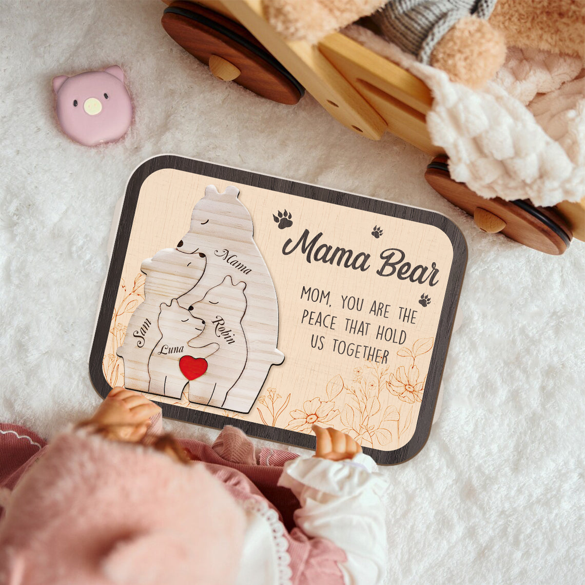 Mama, du bist das, was uns zusammenhält – Personalisiertes Puzzle mit dem Namen Mama