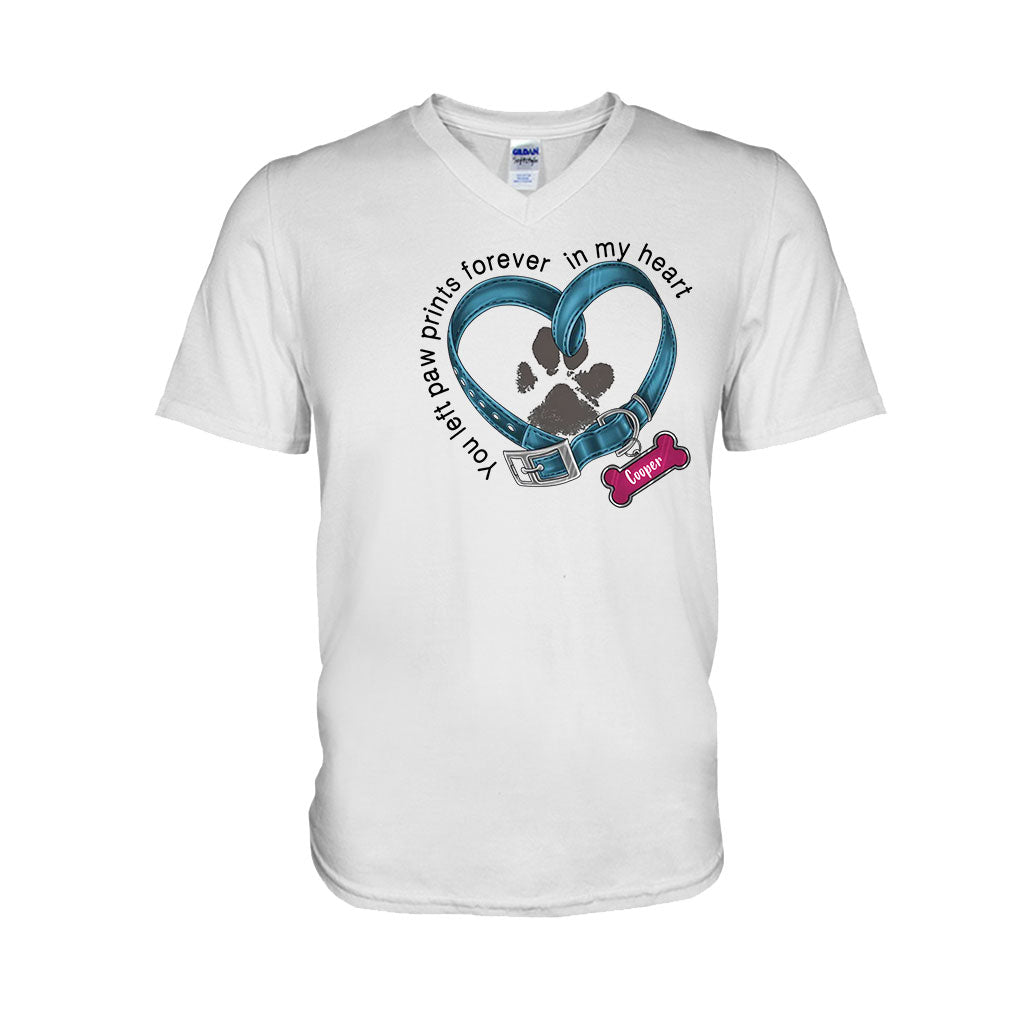 Du hast für immer Pfotenabdrücke in meinem Herzen hinterlassen – personalisiertes Hunde-T-Shirt und Hoodie
