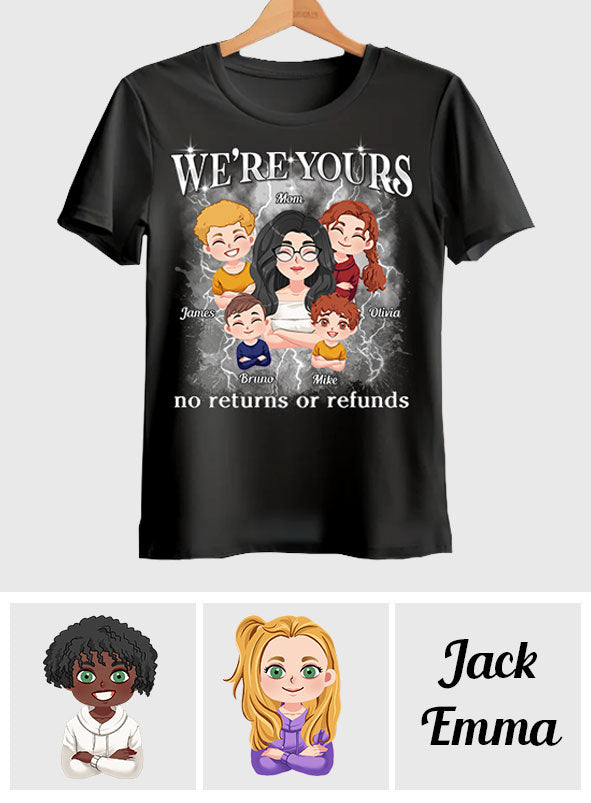 Wir gehören dir – Keine Rückgabe oder Rückerstattung – Chibi Kids Bootleg Rap – Personalisiertes Mutter-T-Shirt und Hoodie
