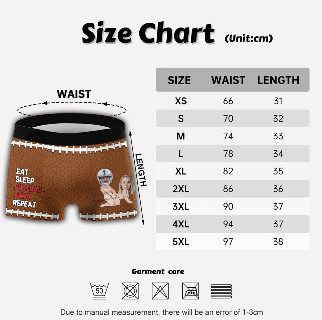 Essen, Schlafen, Fußball, und wieder von vorn – personalisierte Fußball-Boxershorts für Herren