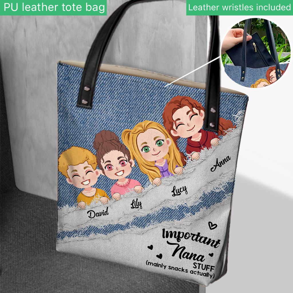 Wichtige Oma-Sachen Jeansmuster - Personalisierte Oma-Tragetasche