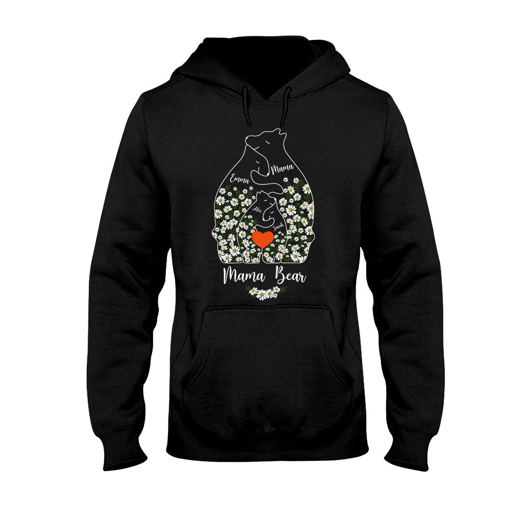 Blumenmuster: Mama Bär und ihre Jungen umarmen sich – personalisiertes Mutter-T-Shirt und Hoodie