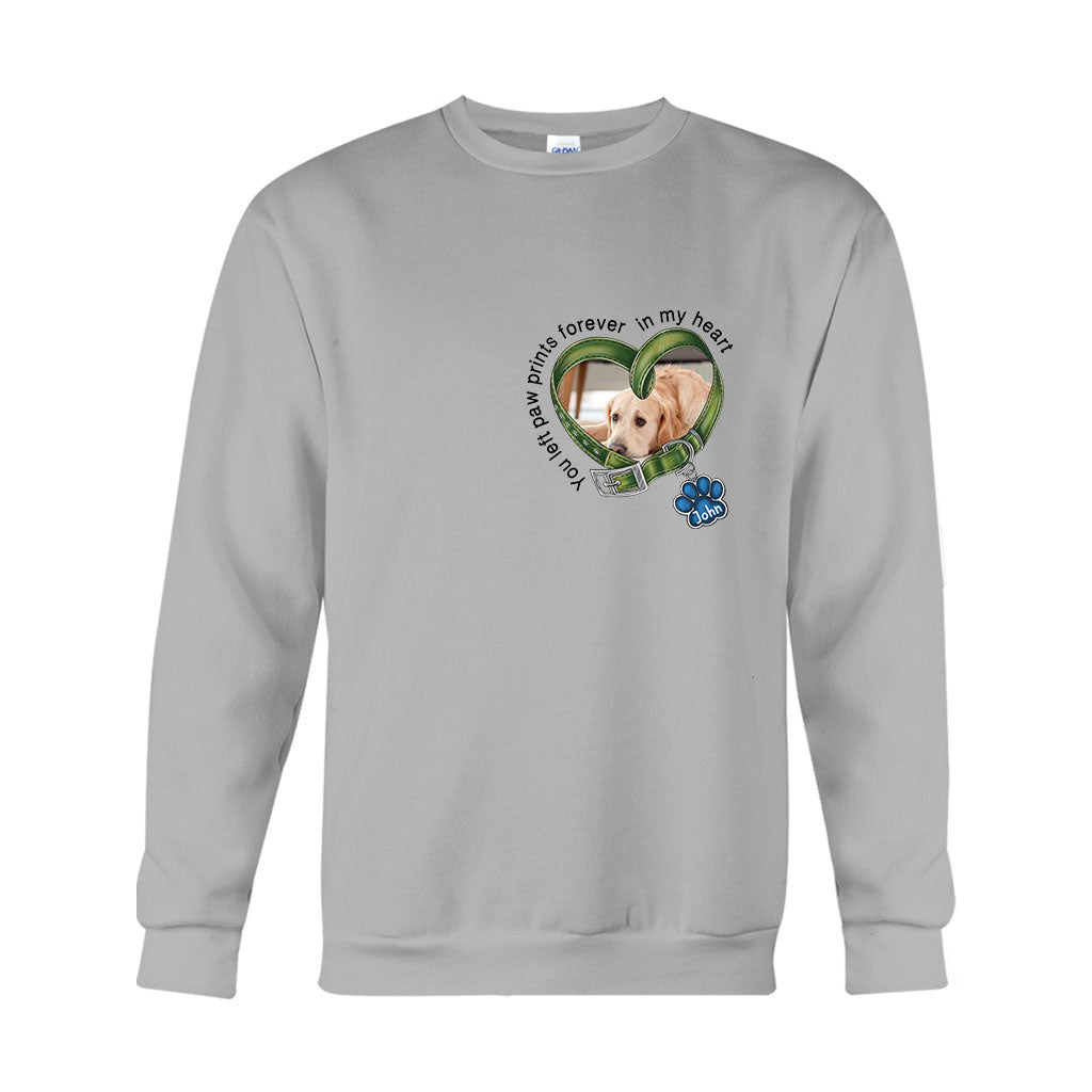 Du hast für immer Pfotenabdrücke in meinem Herzen hinterlassen – personalisiertes Hunde-T-Shirt und Hoodie