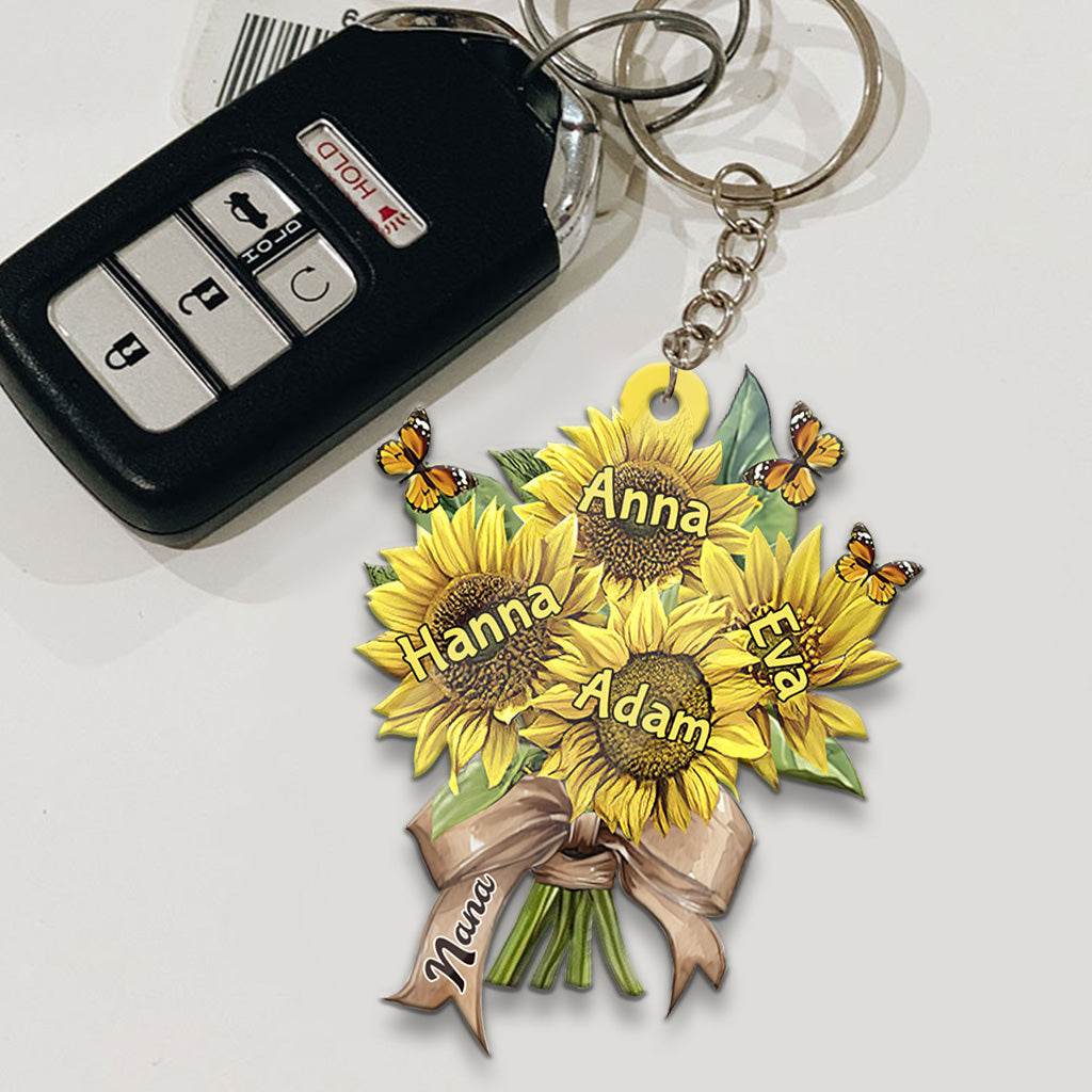 Omas Sonnenblumen – Personalisierter Oma-Schlüsselanhänger