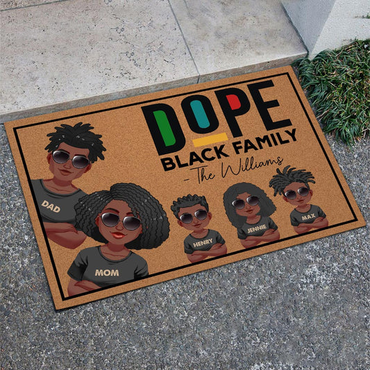 Coole schwarze Familie – Personalisierte Fußmatte für Afroamerikaner