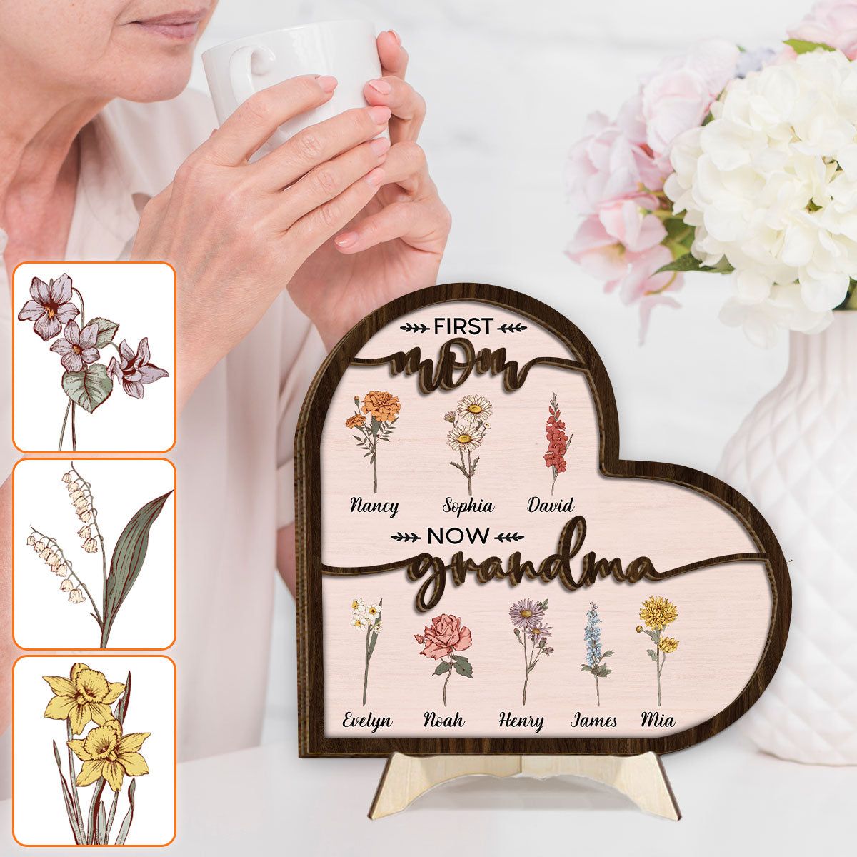 Erst Mama, jetzt Oma – Personalisiertes zweilagiges Holzschild „Oma“ / Holzplakette