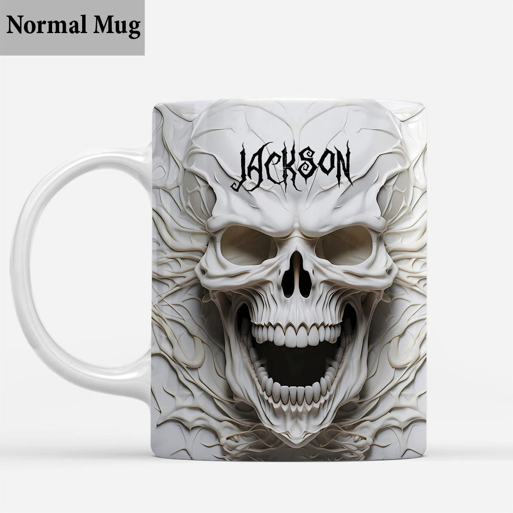 Wunderschönes weißes Skelett – personalisierte Totenkopf-Tasse