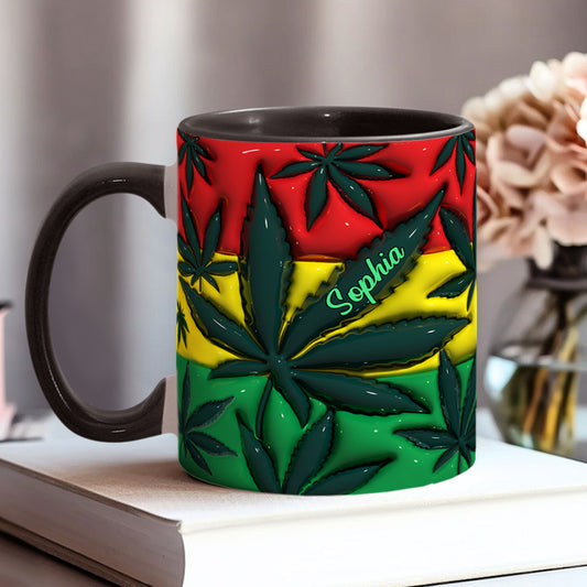 Aufblasbares Zauberblatt Rot Gelb Grün - Personalisierter Becher mit Cannabis-Akzent