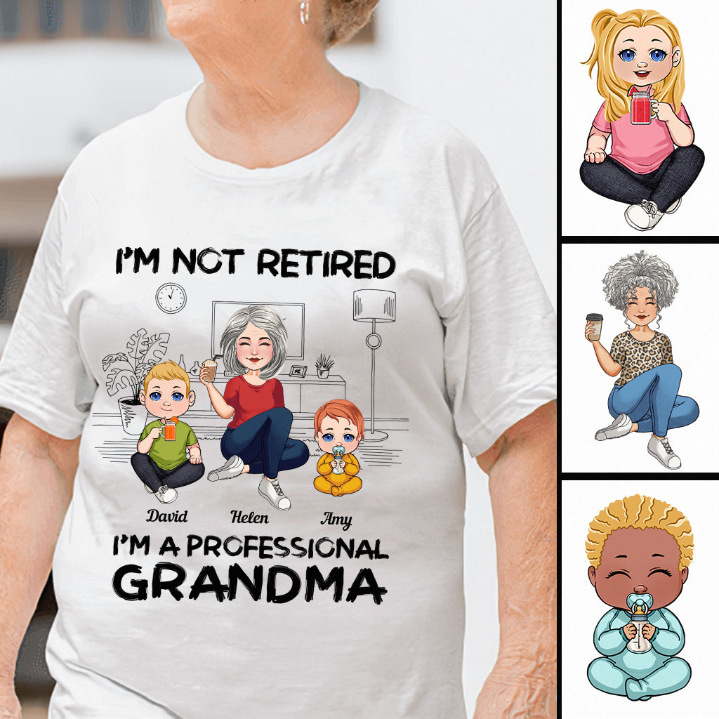 Ich bin nicht im Ruhestand, ich bin professionelle Oma – Personalisiertes Oma-T-Shirt und Hoodie