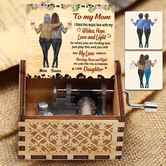 An meine Mama, Oma, Tochter, Enkelin – Leopard – Personalisierte Spieluhr mit Handkurbel für Mütter