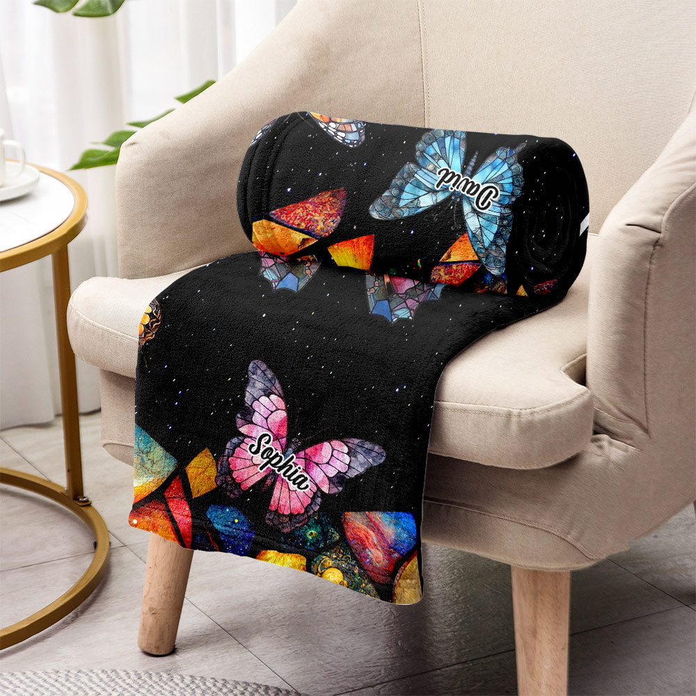 Bunte Schmetterlings-Mama-Decke aus Buntglas - Personalisierte Mama-Decke