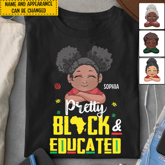 Hübsch, schwarz und gebildet – personalisiertes T-Shirt und Hoodie für Afroamerikanerinnen