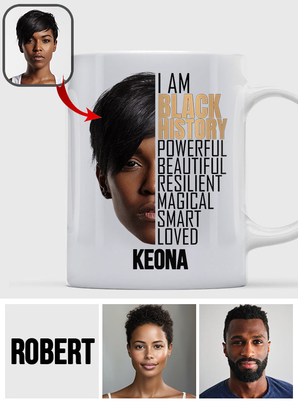Ich bin schwarz – Foto der Geschichte – Personalisierte Tasse für Afroamerikaner