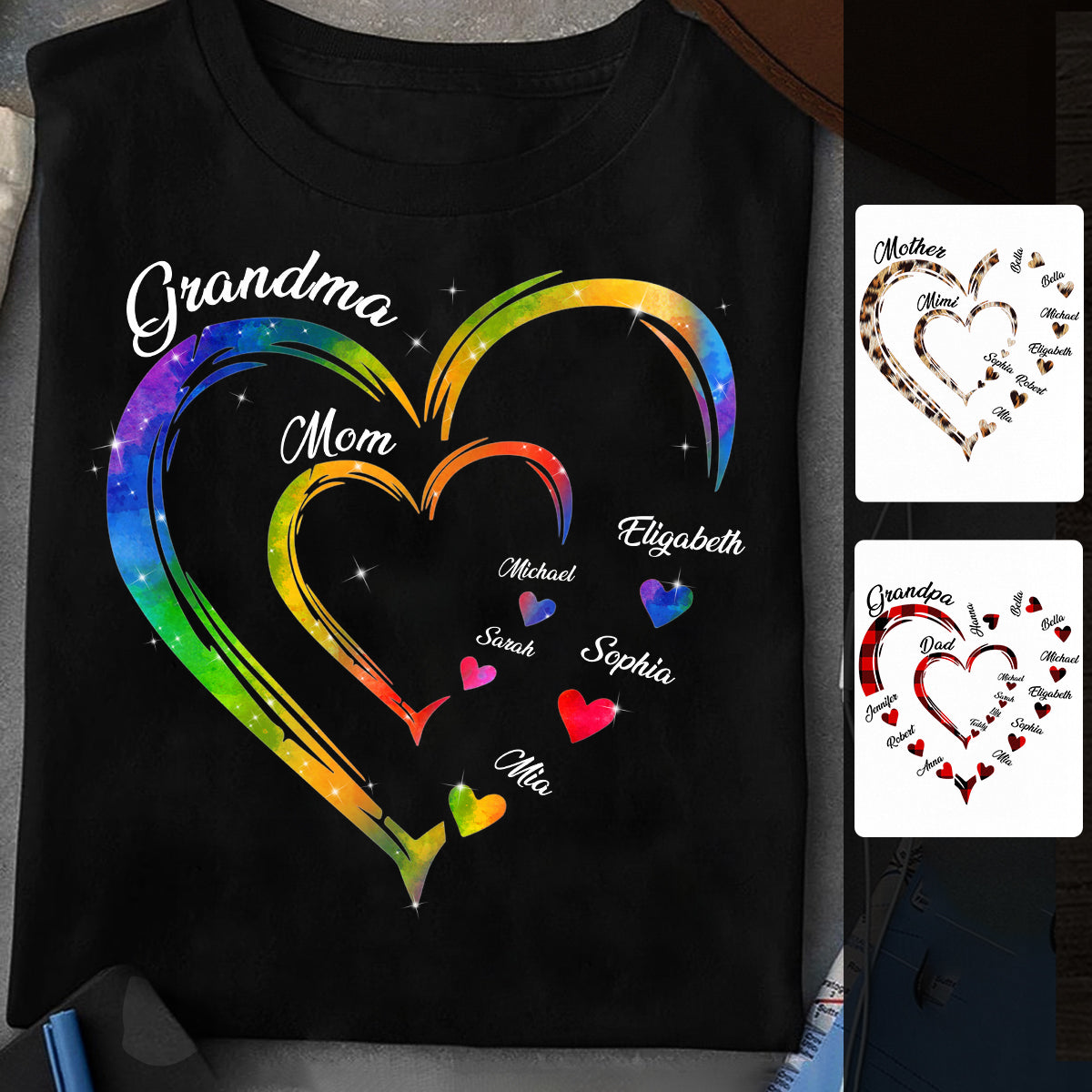 Oma-Herzen – Personalisiertes Oma-T-Shirt und Hoodie