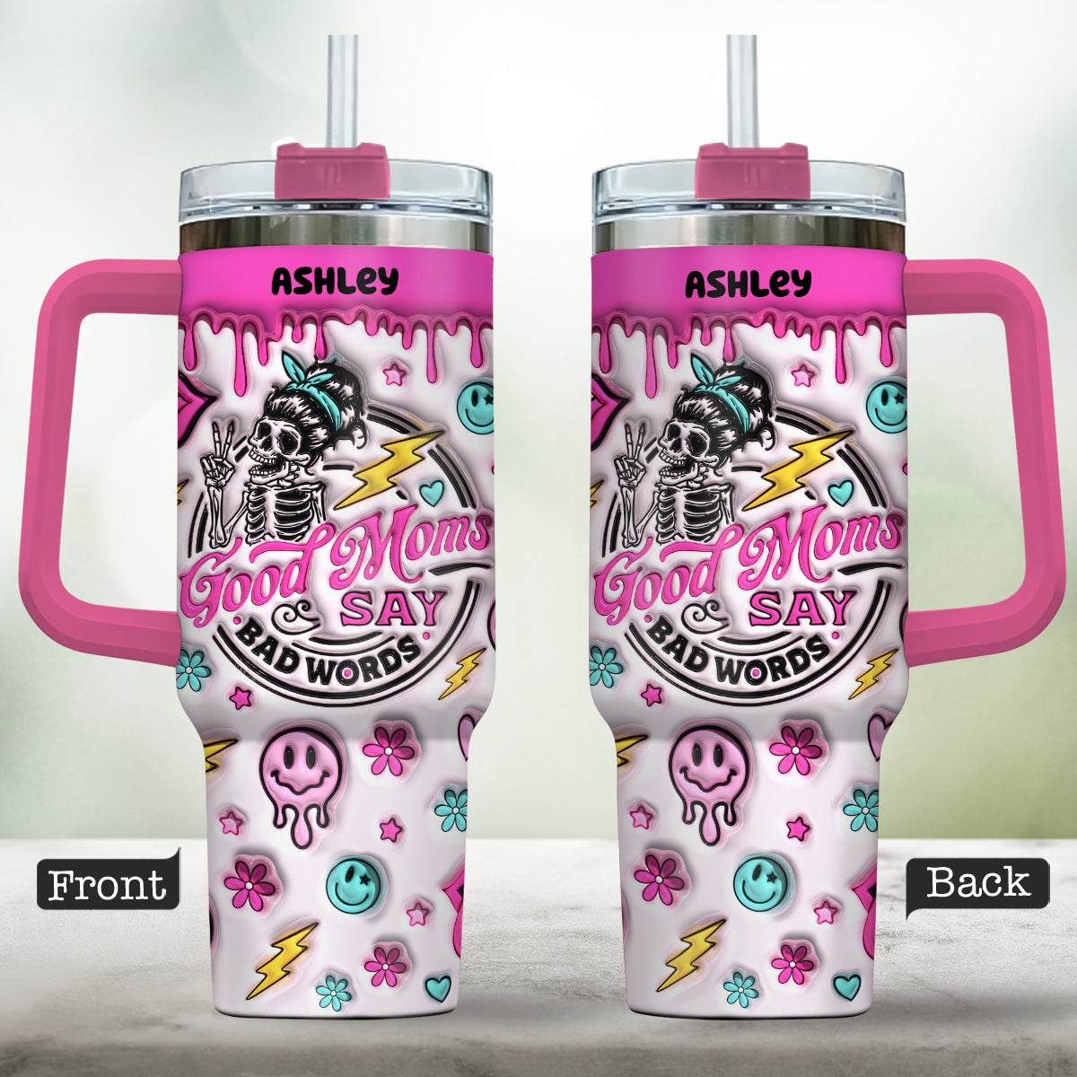 Gute Mama sagt auch mal was – personalisierter Mutter-Trinkbecher mit Henkel