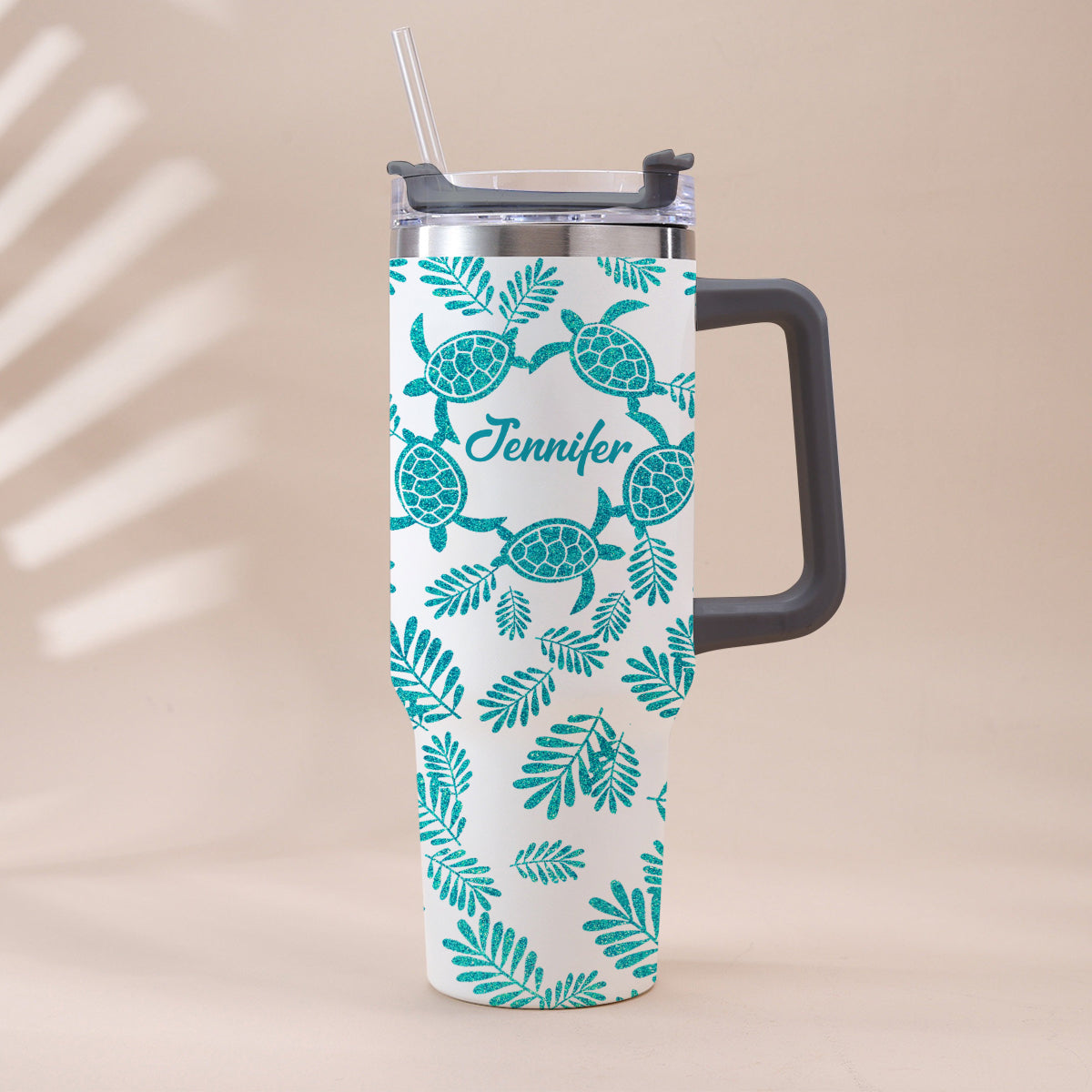 Turtle Lover - Personalized Turtle Tumbler With Handle