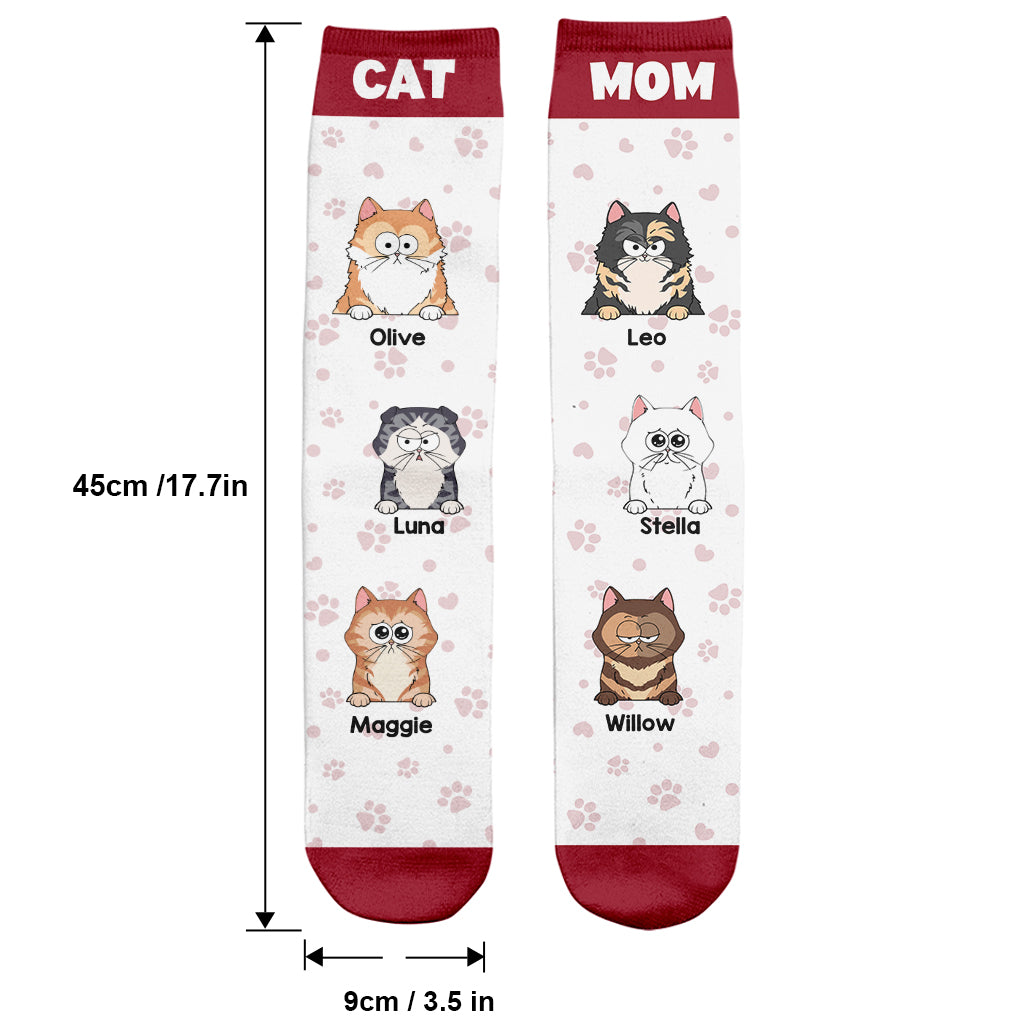 The Cats Are On My Lap - Personalized Cat Socks