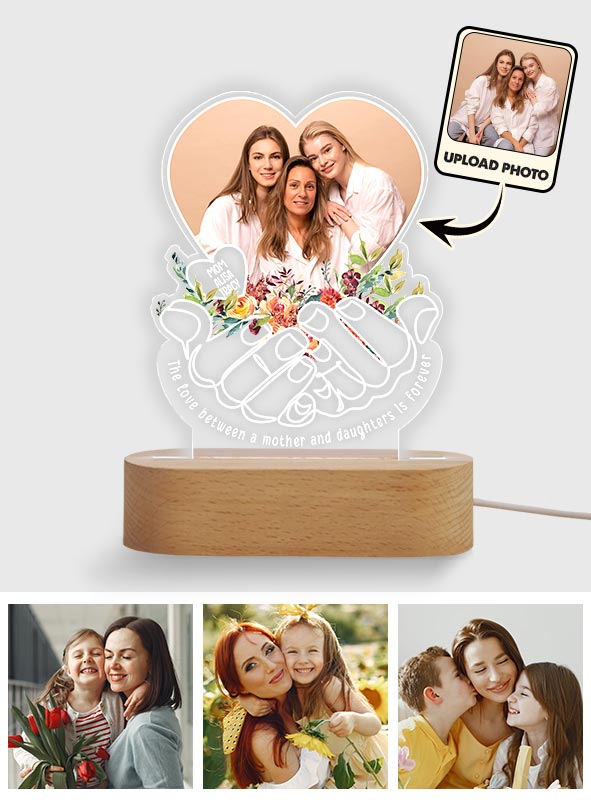Die Liebe zwischen Mutter und Kindern ist ewig – Personalisierte, mutterförmige Gedenktafel mit Leuchtfuß