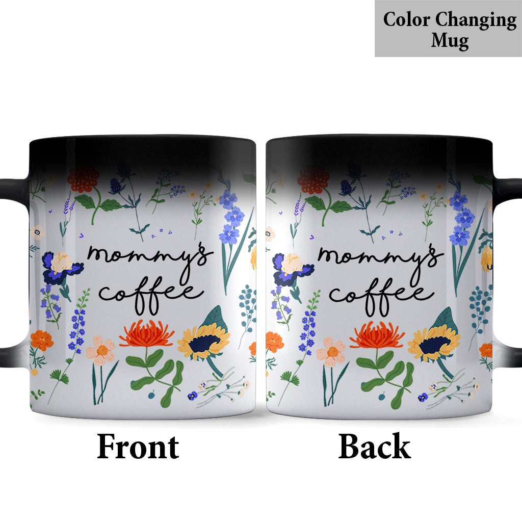 Kaffeetasse mit beliebigem Titel im botanischen Blumenstil – personalisierter Mutterbecher
