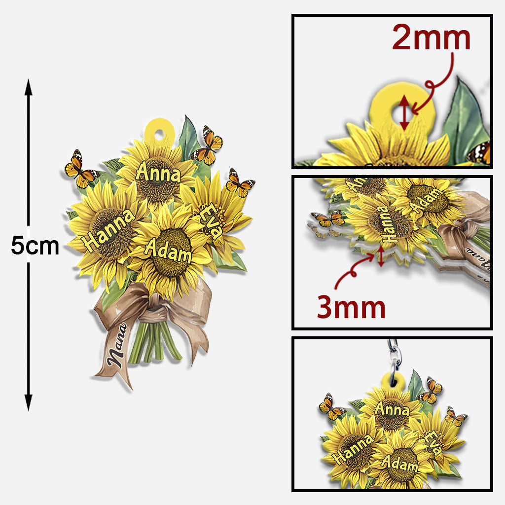 Omas Sonnenblumen – Personalisierter Oma-Schlüsselanhänger