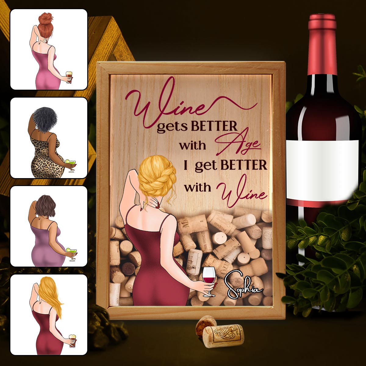 Mit Wein geht es mir besser – Personalisierter Wein-Bilderrahmen mit Leuchtkasten