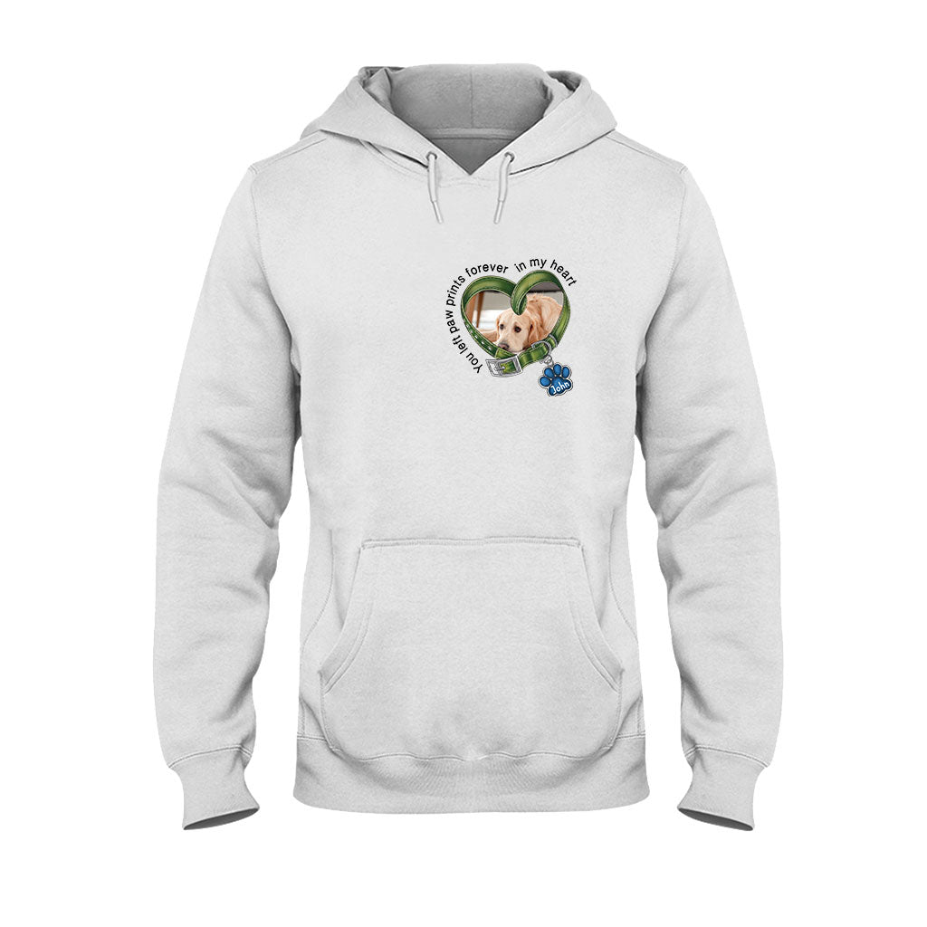 Du hast für immer Pfotenabdrücke in meinem Herzen hinterlassen – personalisiertes Hunde-T-Shirt und Hoodie