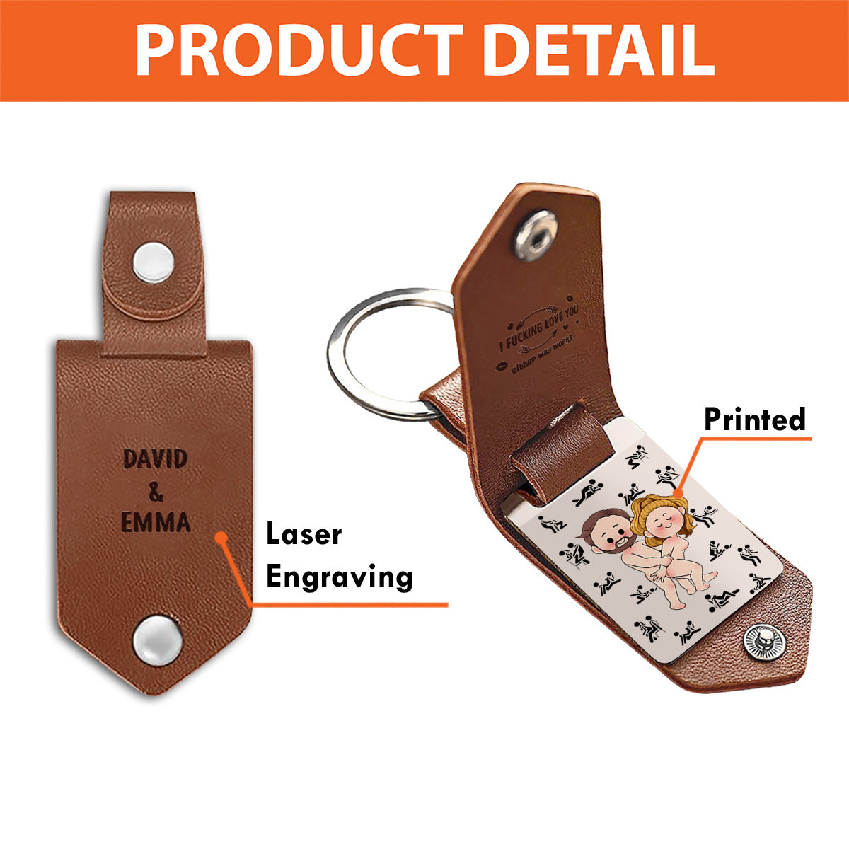 Ich liebe dich – Personalisierter Leder-Schlüsselanhänger mit Partnerfoto