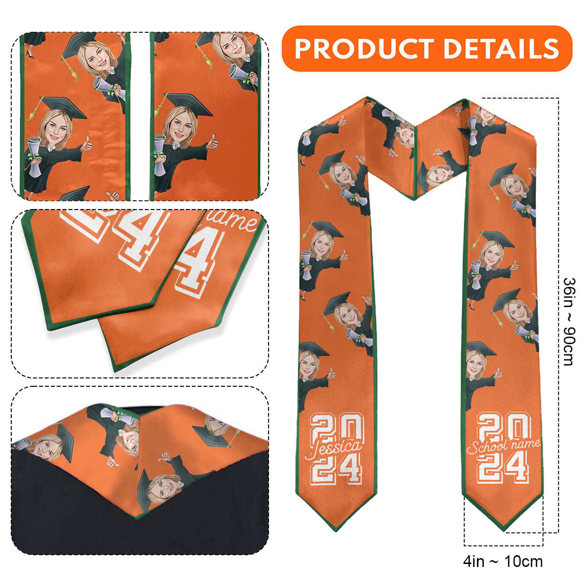 Lustige Karikaturfigur – Personalisierte Abschlussstola