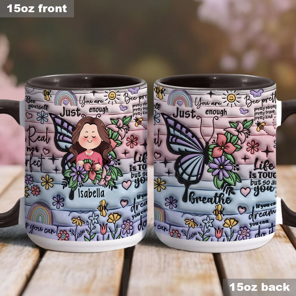 Positive Affirmations Butterflies Inspirational Quotes - Personalized Accent Mug